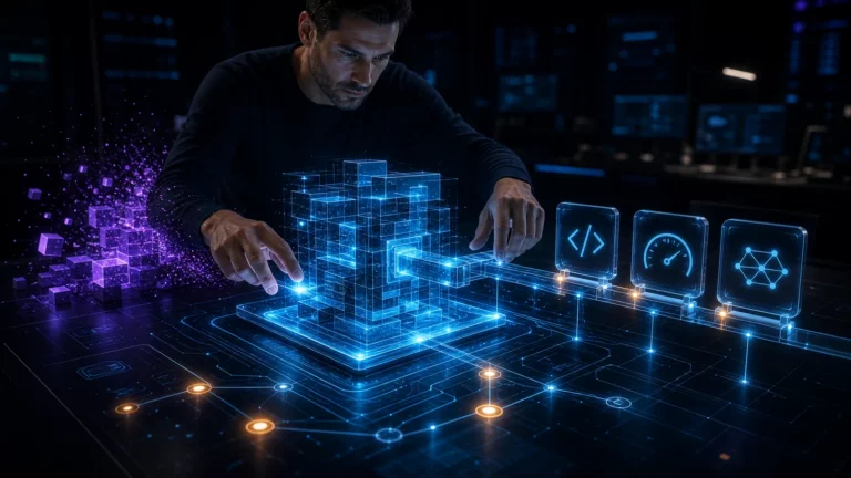 Entwickler baut aus holografischen Modulen eine stabile digitale Grundlage für Code, Performance und KI-Unterstützung.