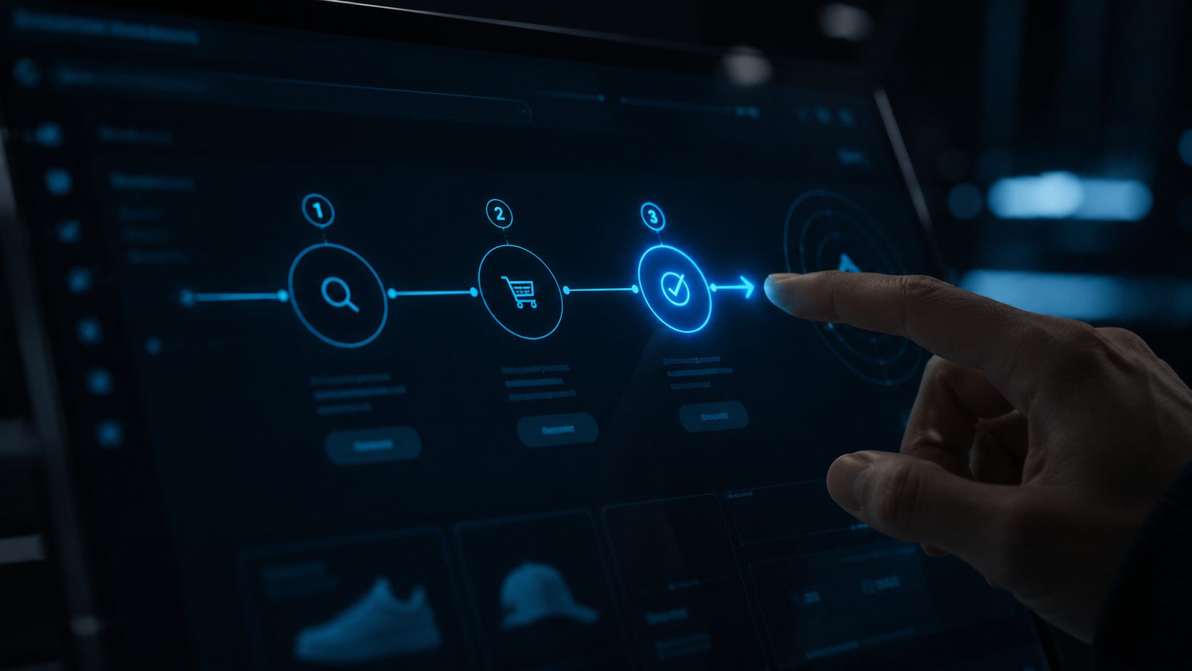 Interaktive Klickpfade als Symbol fuer Navigation, UX und die 3-Klick-Regel.