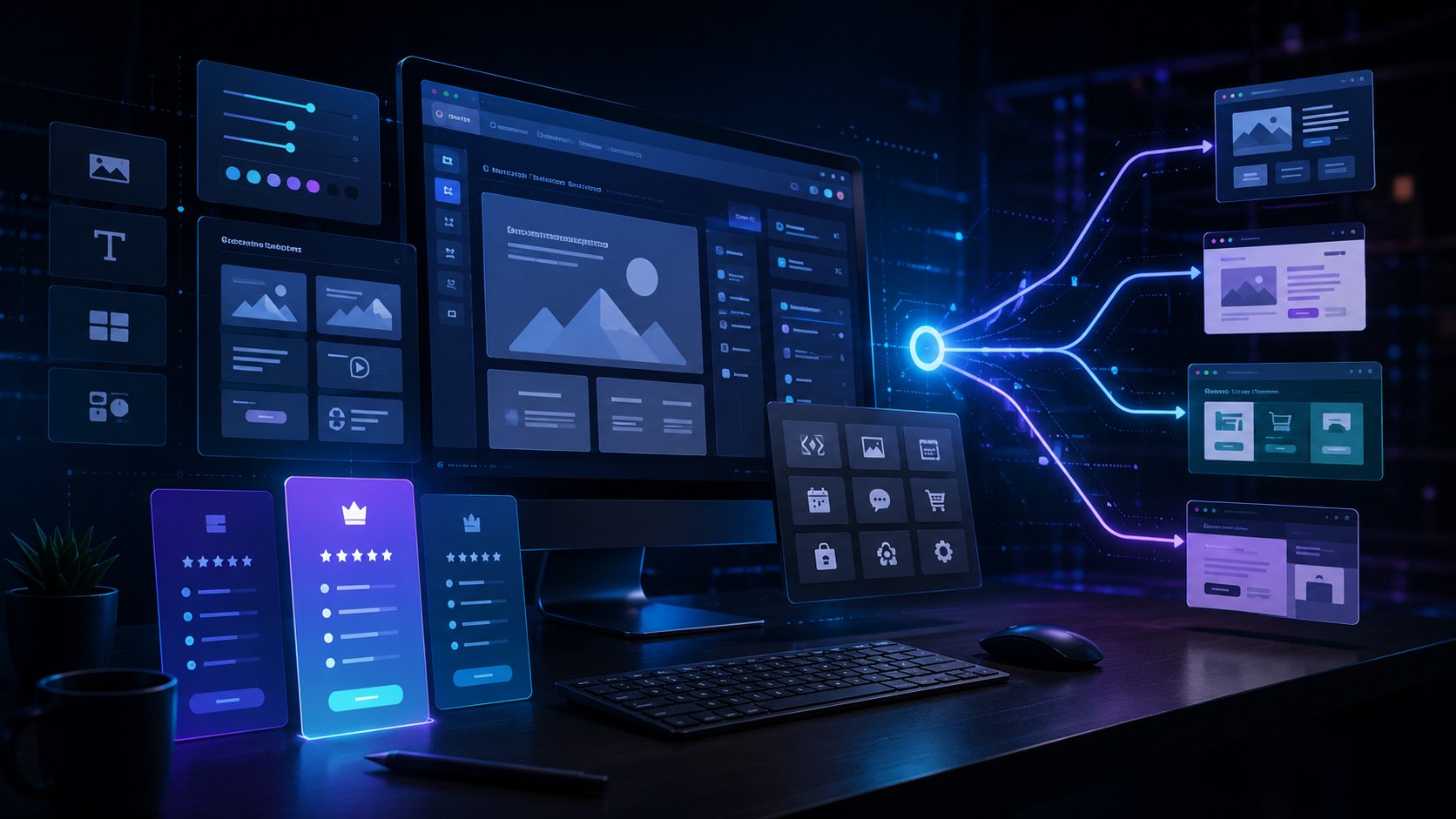 Website-Analyse mit Such- und Strukturpfaden als Symbol fuer den SEO-Monatsrueckblick August 2024.