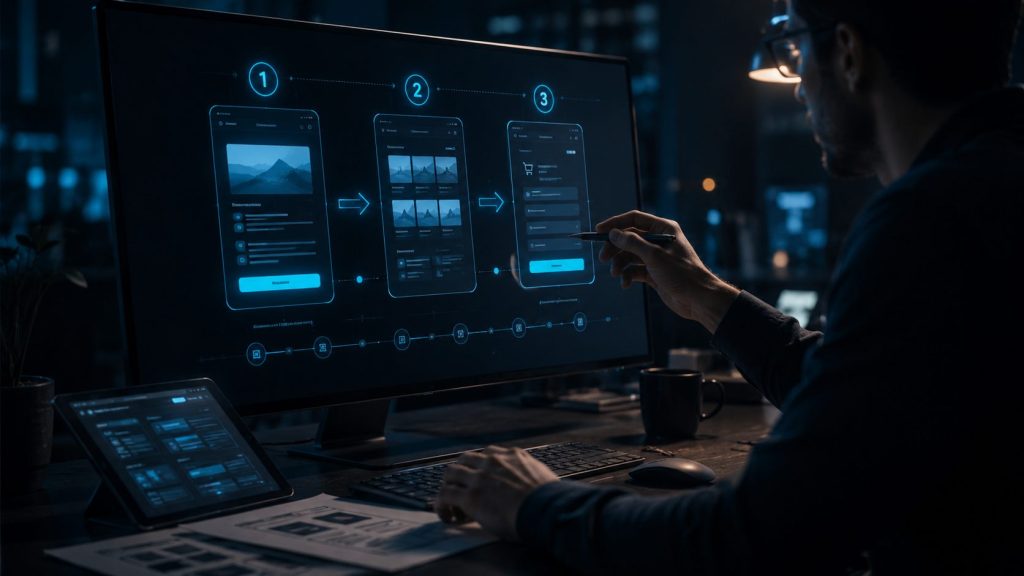 Interface-Optimierung am Dashboard als Symbol fuer UX und UI im SEO-Prozess.